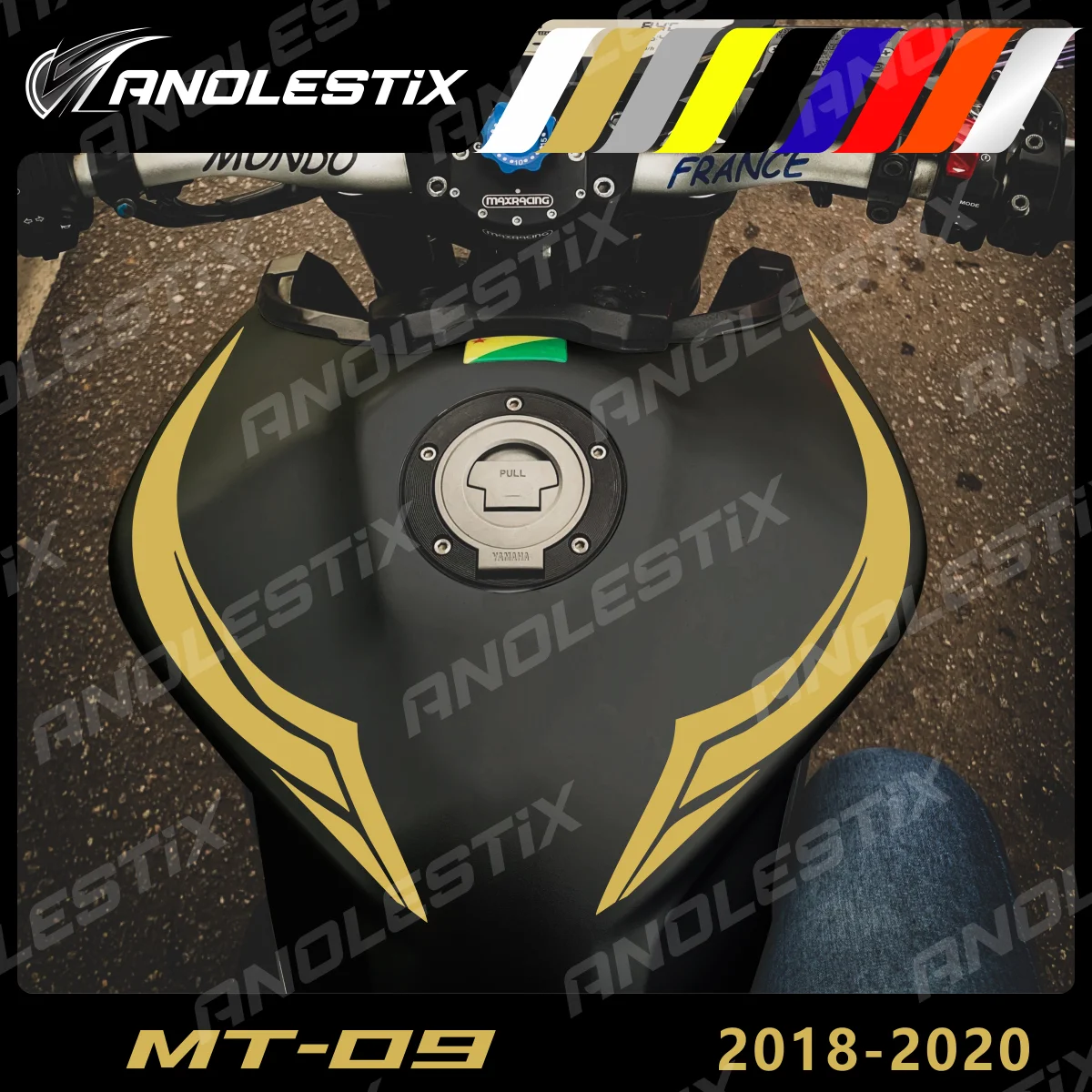 AnoleStix Reflective Vinyl Motorcycle Stickers New Tank Curve Decals Logo For Yamaha MT09 MT-09 FZ09 FZ-09 2018 2019 2020