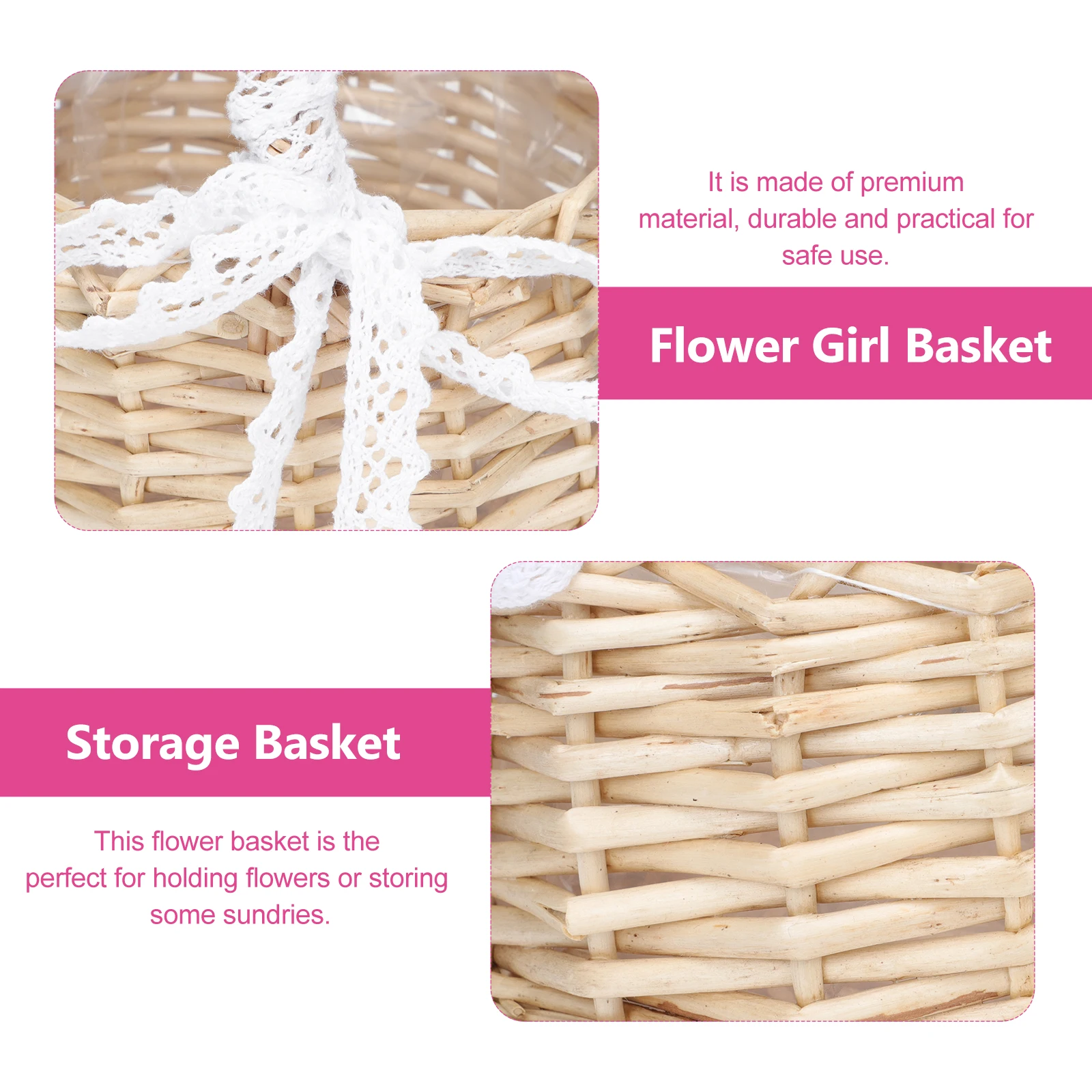 

Rattan Basket Storage Flower Basket Handle Plant Child Baskets Wedding Decor Household Items