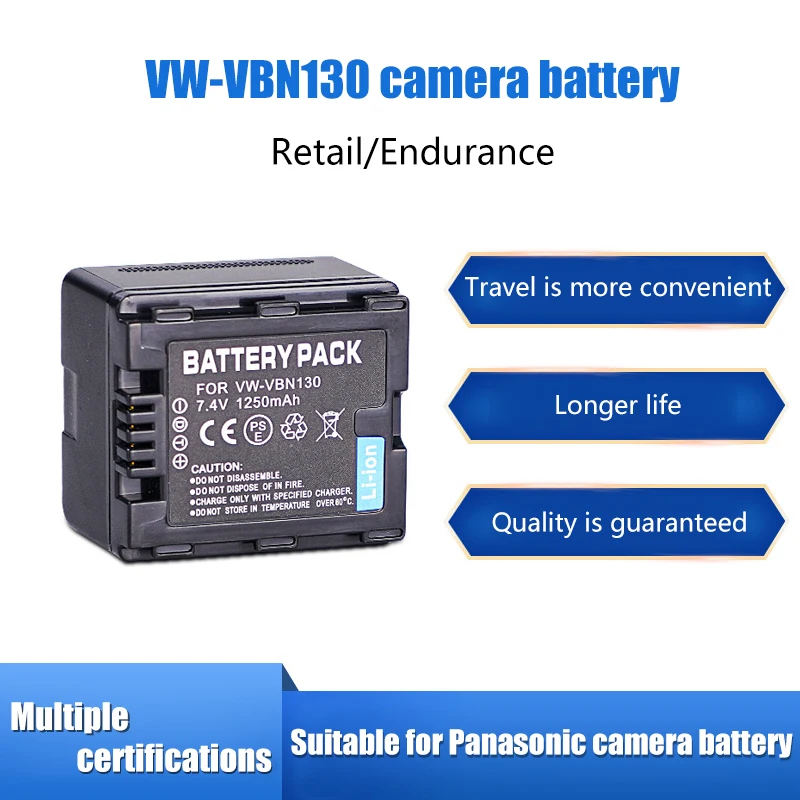 VW-VBN130 camera battery for Panasonic camcorder HDC-TM900 HS900 SD800 VBN260