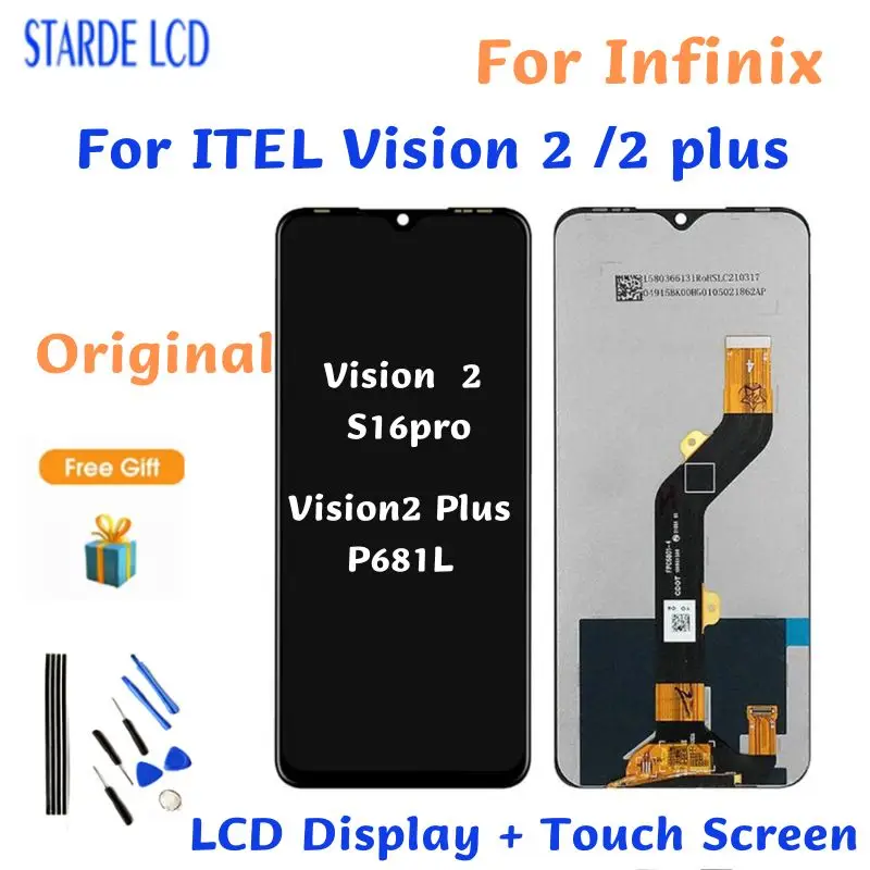 Original For Infinix  ITEL Vision 2  S16pro LCD Touch Screen For ITEL Vision 2 Plus P681L Digitizer Assembly Replacementt Parts