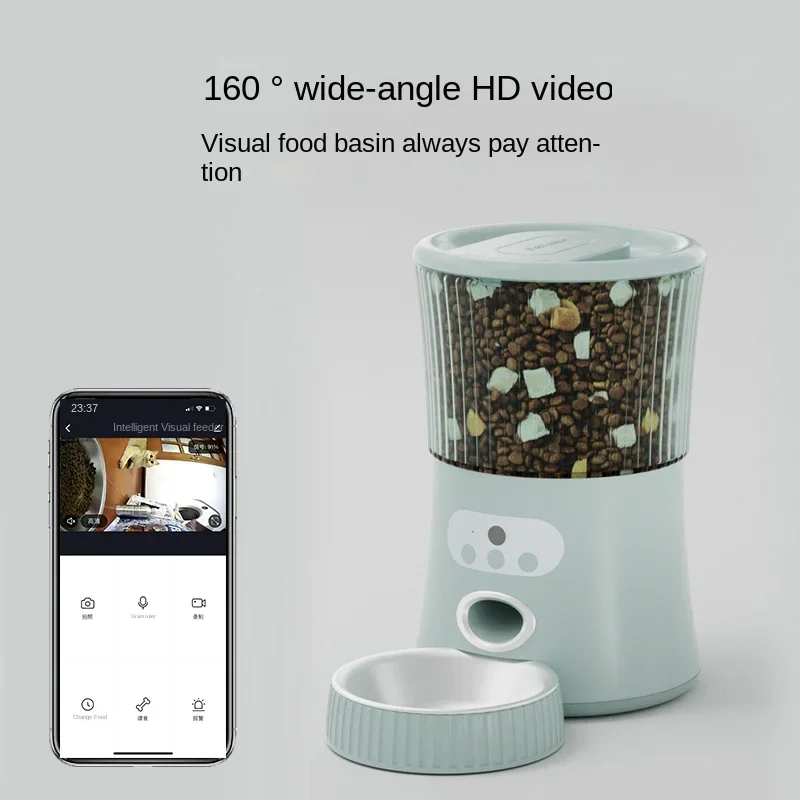 Automatic pet feeder for cats and dogs, timed and quantified cat food, intelligent visual feeding device for cats and dogs