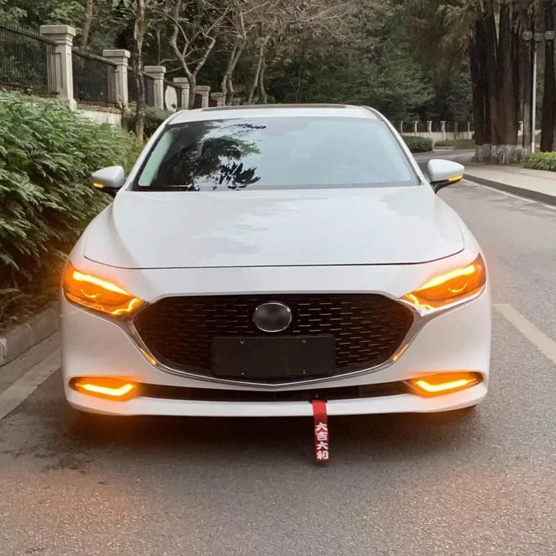 Car LED DRL 12V Daylights For Mazda 3 Axela 2019 2020 Yellow Turn Signal Daytime Running Headlamps Auto Driving Lamp Foglamps view 6