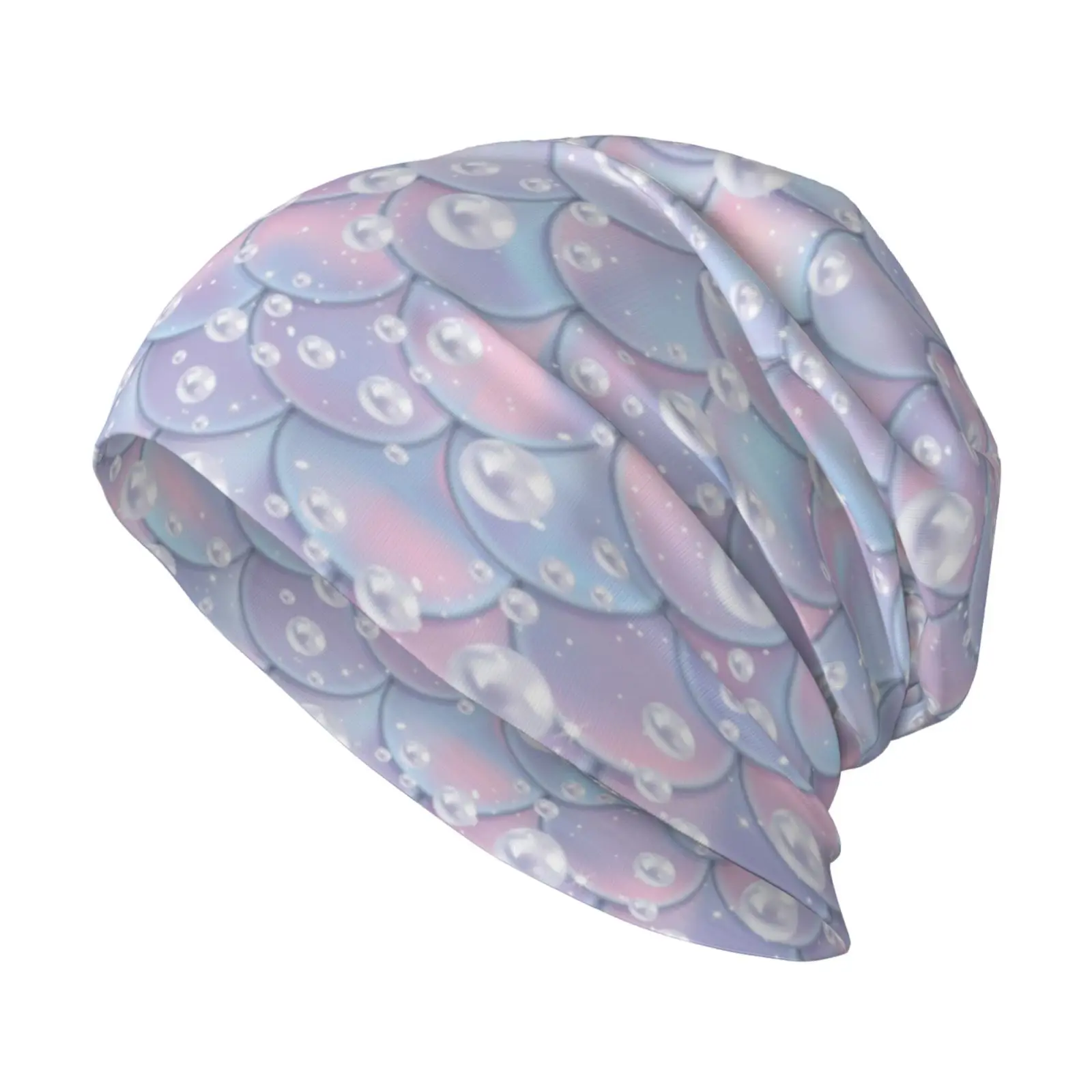 Mermaid Printed Pattern Knitted Hat Casual Hanging Woolen Hat Chemotherapy Patient Headscarf Unisex Knitted Hat