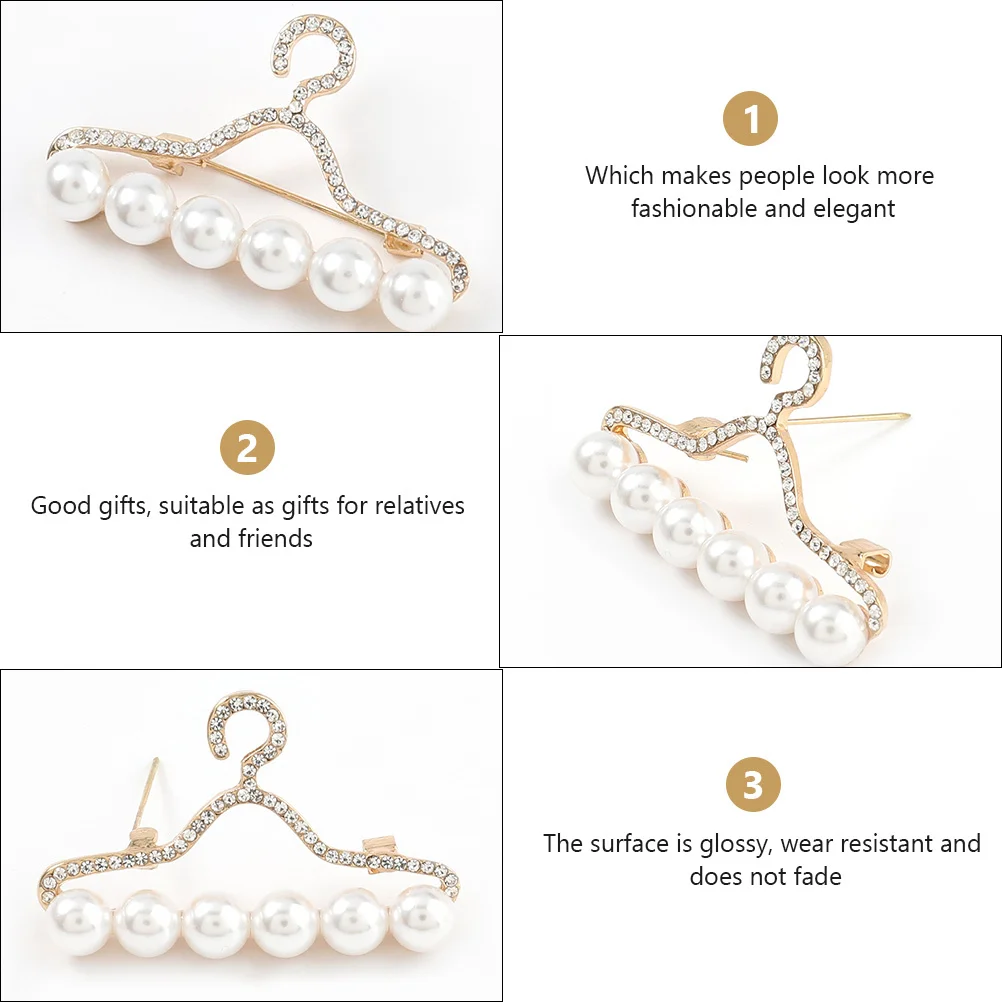 

1Pcs Clothes Hanger Brooch Alloy Pearl Rhinestone Corsage Wear Resistant Fashion Clothing Accessories Alloy Brooch