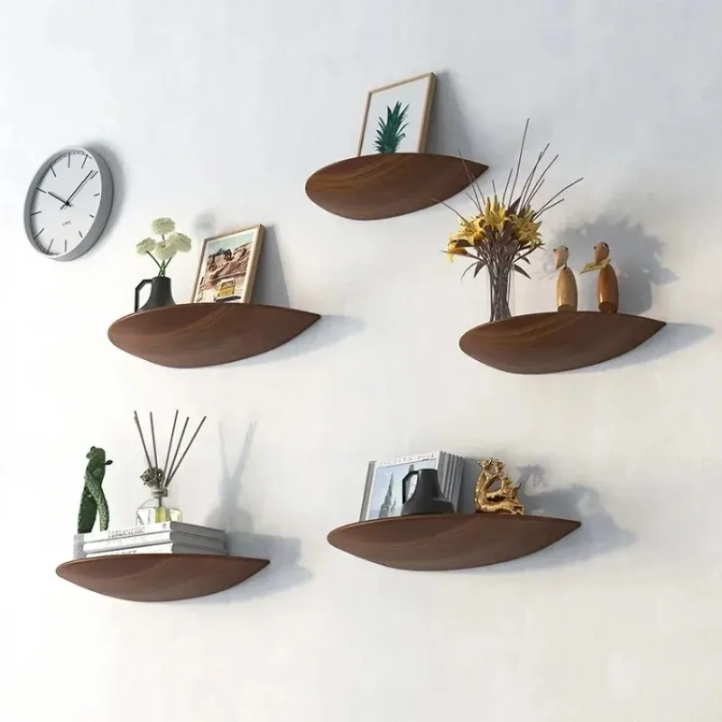 Semicircle Wooden Wall Shelf Background Wall Hanging Projector Display Stand Suspension Home Decoration Storage Organization