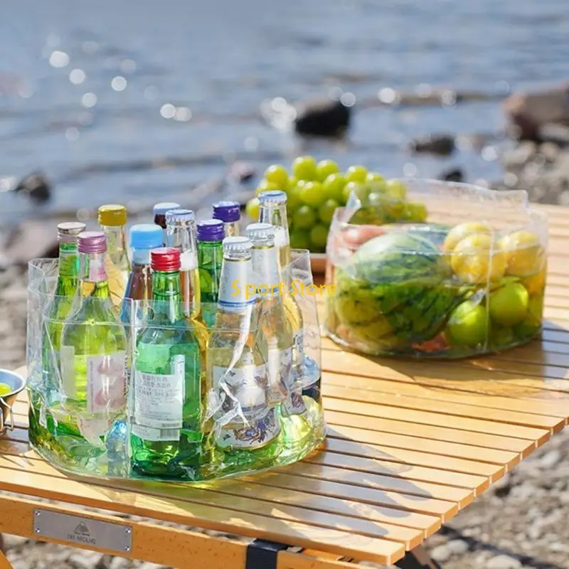 

U2JB Folding Bucket Travel Container Portable Wash Basins Light Weight Clear Folding Bucket for Outdoor Indoor Enduring