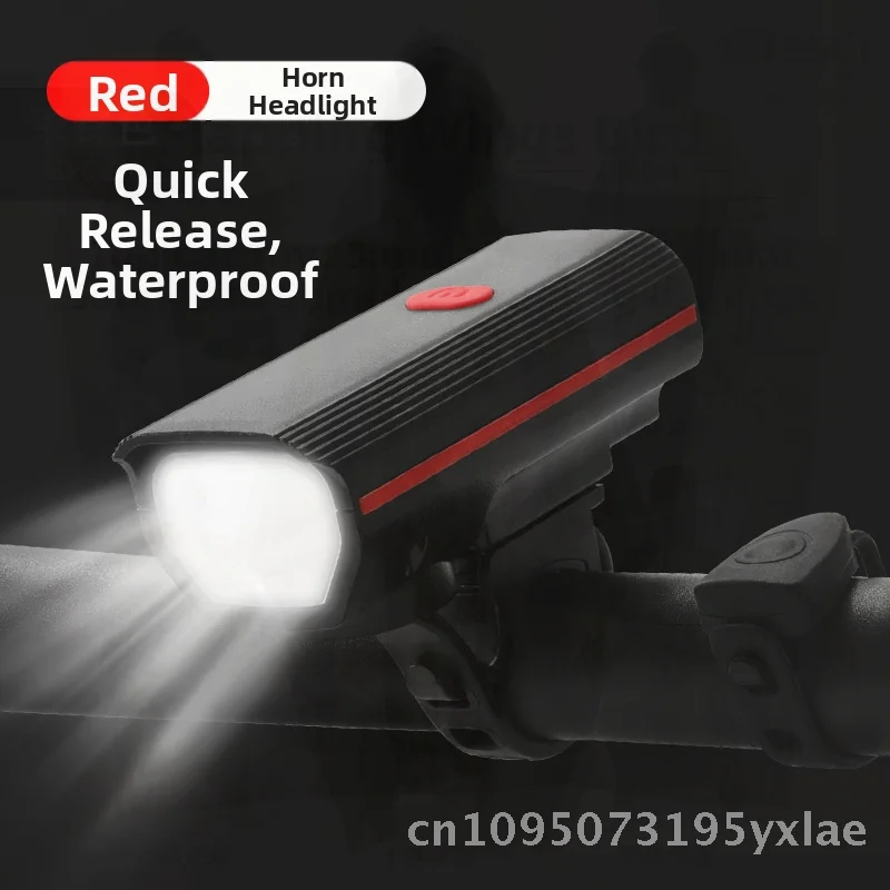 

Mountain Bike Headlight with Horn Children Bicycle Light Riding Accessories Strong Light Flashlight Red Blue Black - Night Ride