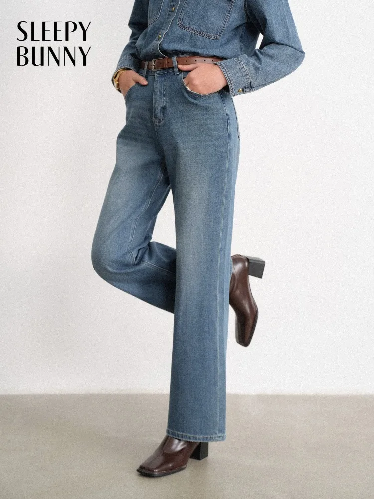 الرجعية غسلها الدينيم السراويل للنساء سيدة منتصف عالية الخصر مستقيم الساق الجينز فضفاضة تناسب عارضة السراويل الطويلة الربيع الزي اليومي