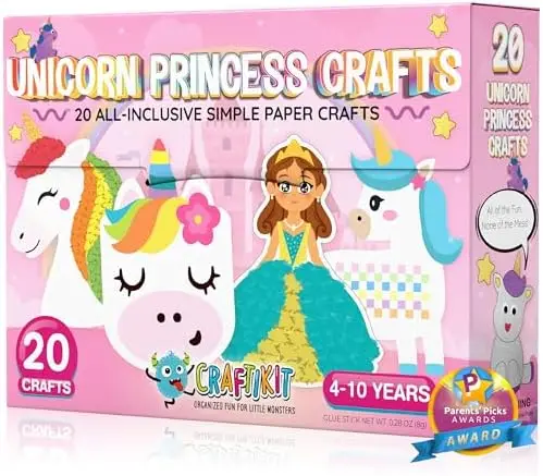 

Крафтикит ® 20 творческих наборов с принцессами и единорогами для детей 3-10 лет – универсальный художественный набор для малышей и дошкольников