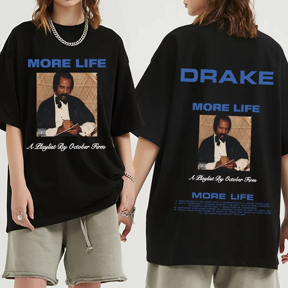Rapper Drake T-shirt Music Album More Life Graphic T-shirt Men's and Women's Vintage Gothic Hip Hop Oversized T Shirt Streetwear