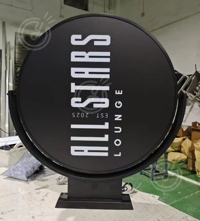 Custom 360 Rotating Light Box Personalized Double Sided Outdoor Logo Business Sign Advertising Waterproof Signage Gym Signboard