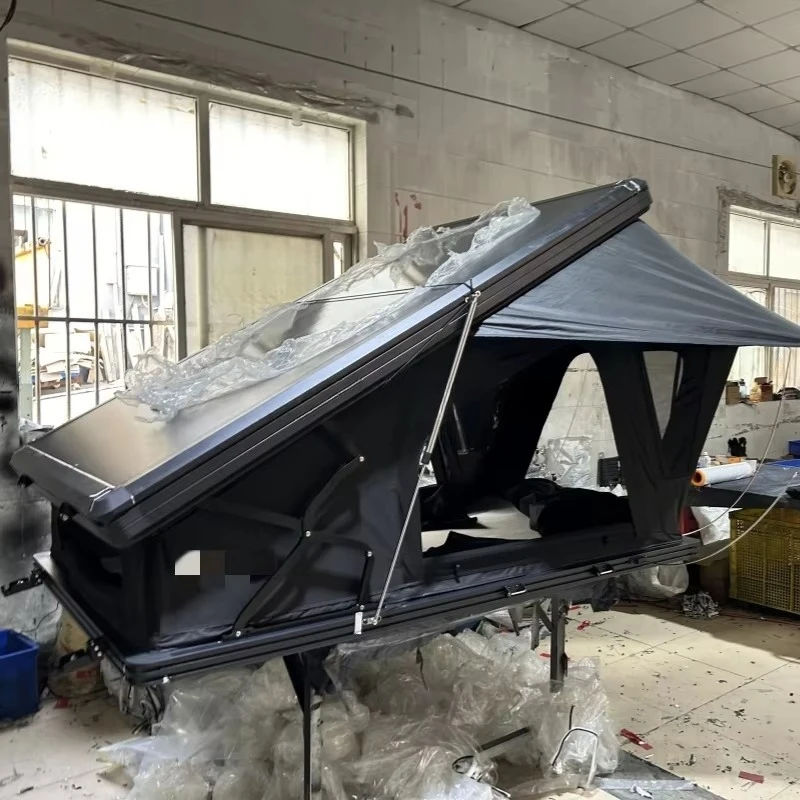 DrunkenXp 132cm Width X-lift Outside Diamond Shape Aluminium Shell FULL LED Lights High Tail Camping Car Roof Top Tent