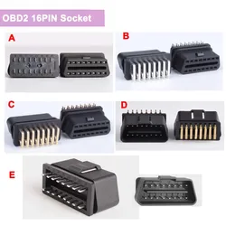 5 Type Option OBD2 16pin Female Interface 16PIN Connector Injection Molded Straight Pin Bent Pin OBD Plug Welding Plug Adapter