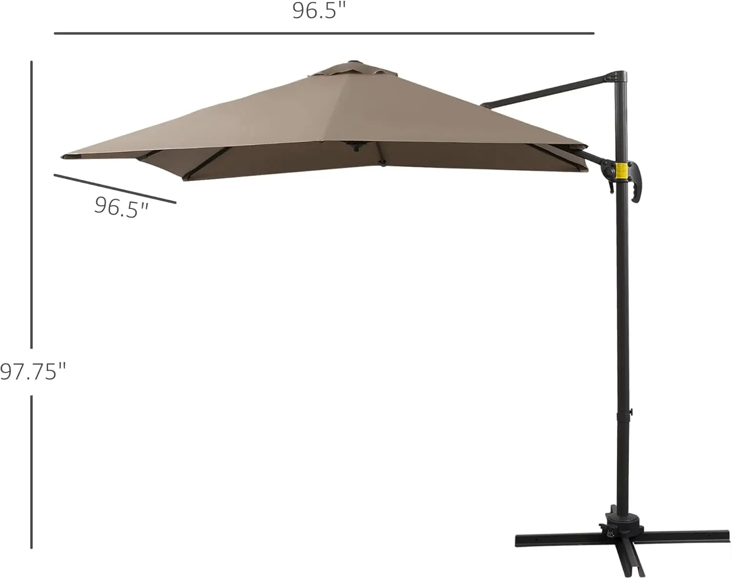 8ft Vrijdragende Terrasparaplu, Vierkante Paraplu Voor Buiten Met 360 ° Rotatie, Aluminium Hangende Paraplu Met Kanteling In 3 Standen