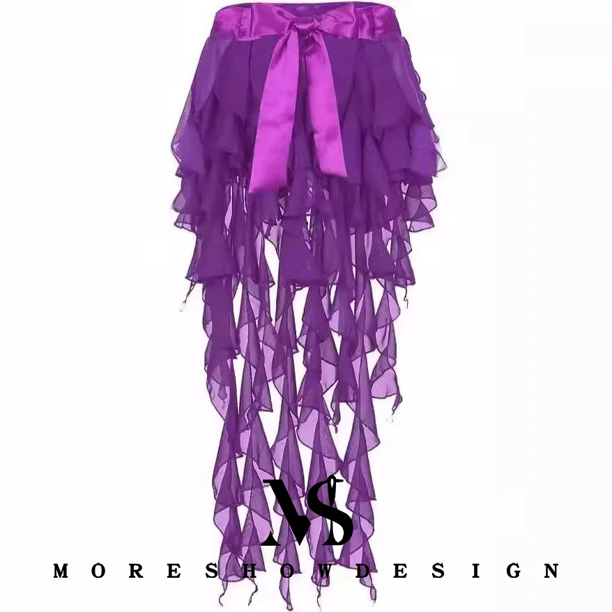 ベリーダンス九尾キツネベルトインドダンスシフォンベルトネクタイウエストヒップスカーフサゴウエストチェーンオリエンタルダンスアクセサリー