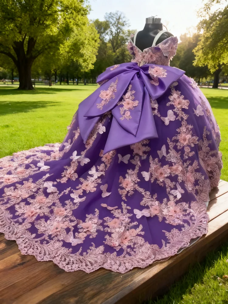 Children's Fluffy Yarn Flower Girl Dress with Exquisite Appliqués for Weddings Birthdays And Other Special Occasions