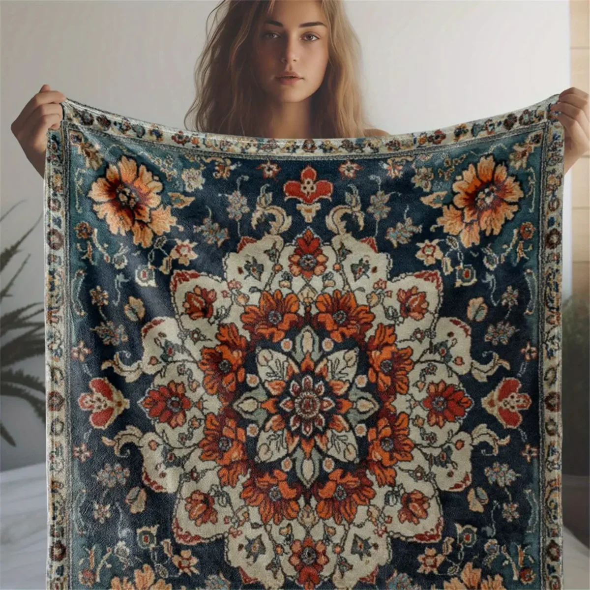 

1Pc Custom Name Text Floral Pattern Fleece Blanket Suitable for Living Room Bedroom Dormitorio Office Sofa Decorative Use