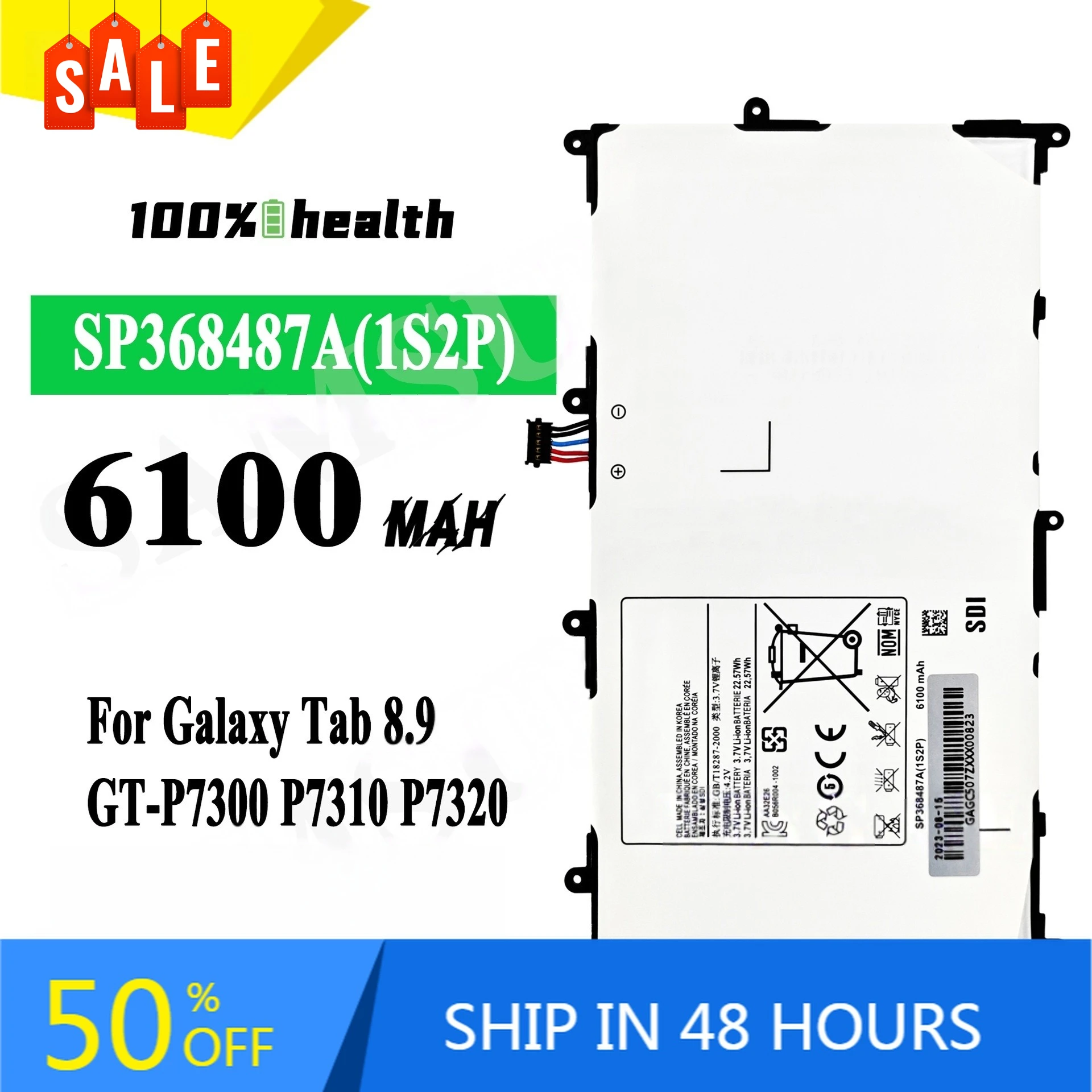 

SP368487A(1S2P) 6100mAh Tablet Battery for Samsung Tab 8.9 GT-P7300 P7310 P7320 Rechargeable battery