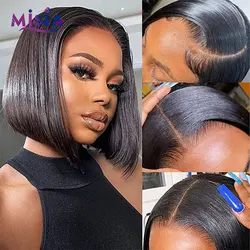 Transparent Short Straight Bob Wig Human Hair Bob Wig Pre Plucked Lace Front Human Hair Wigs Bob 13x4 Lace Frontal Wig Remy Hair