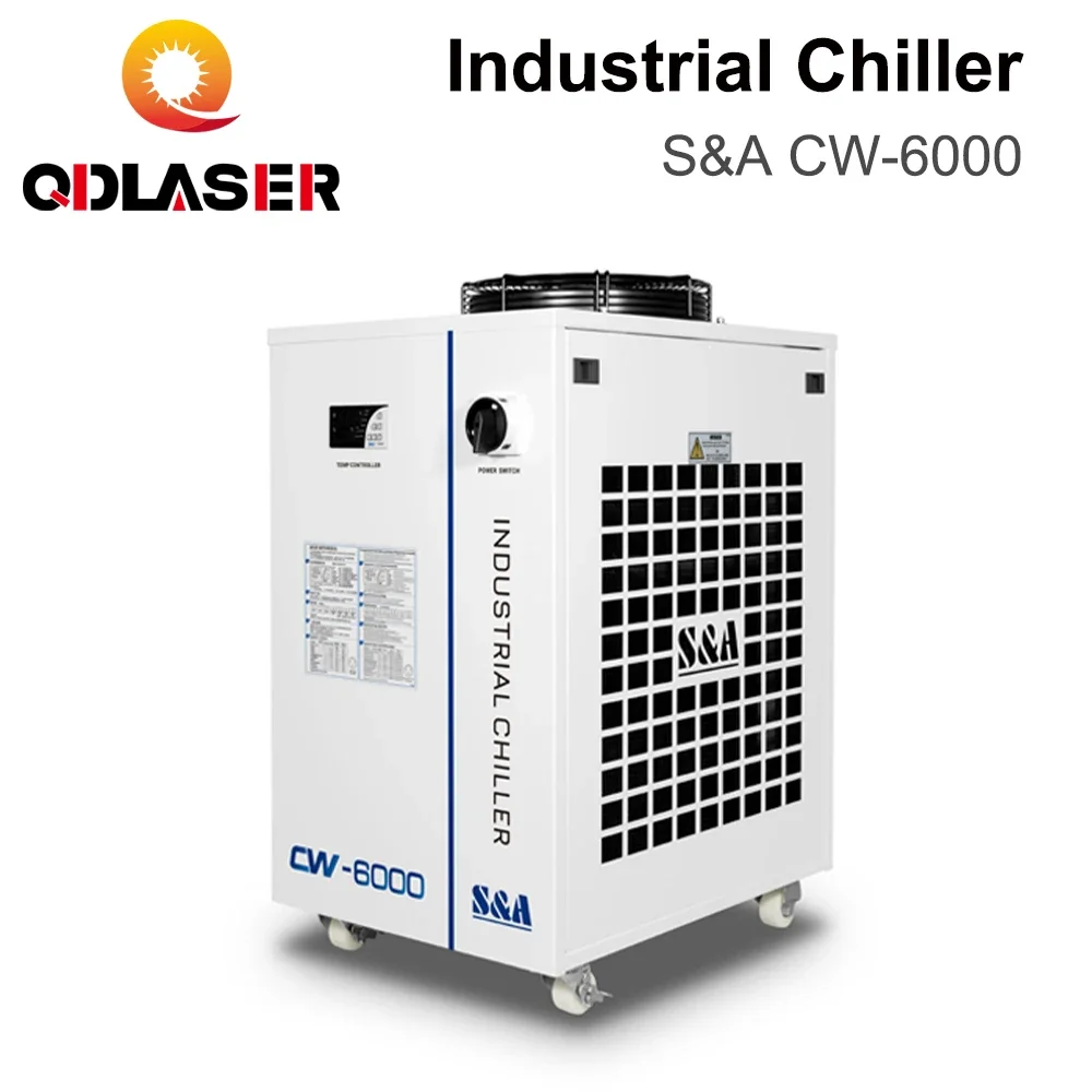 QDLASER CW-6000 S&A enfriador industrial 50/60Hz 70L/min flujo R-410a refrigerante 50/60Hz para sistema de refrigeración de agua de máquina