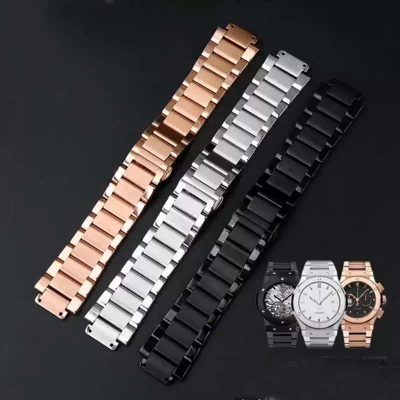 27mm*19mm Watch strap For Hublot Yubo Watch Strap Big Bang Classic Fusion Men Women Solid Stainless Steel Watchband Bracelet