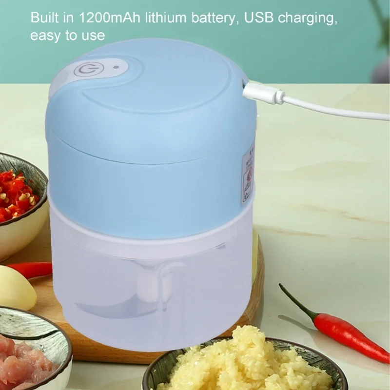 250ml Rechargeable Electric Garlic Chopper Mini Food Processor for Vegetables Meat Fruit Pepper Chili Mincer Grinder