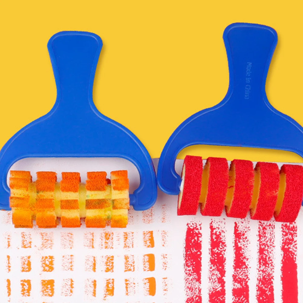 

Sponge Brush Tools Kids Paint Sponges Plastic Stamps 2 Sets Lightweight Safe Children Preschool Kindergarten Art Supplies