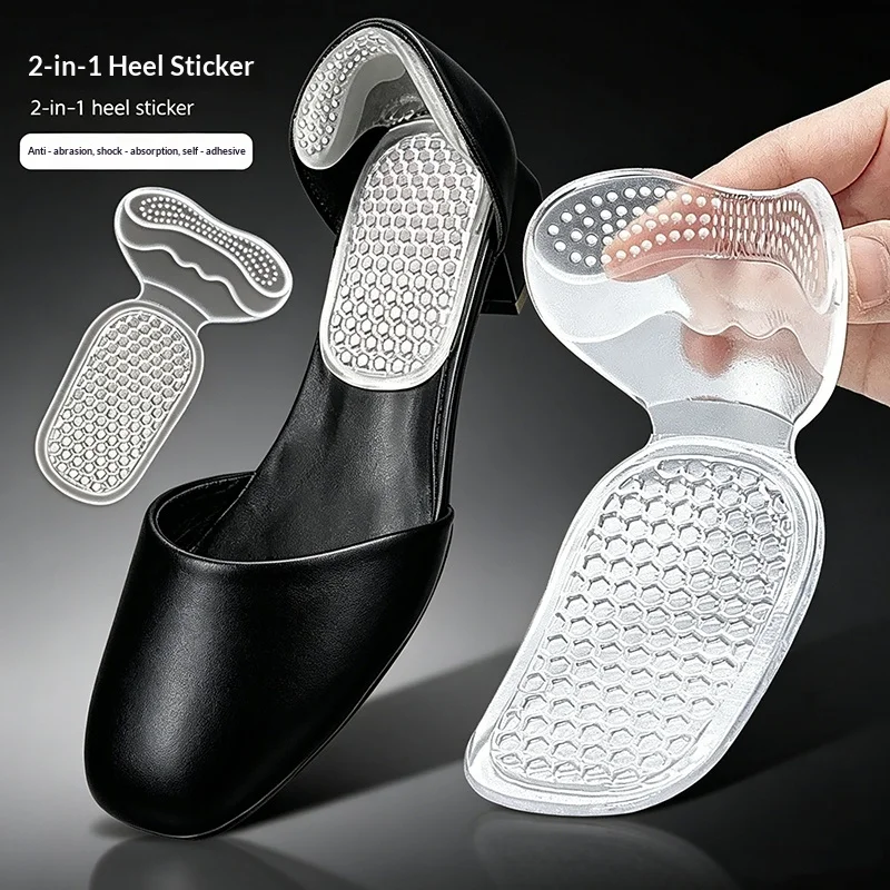 T-Shape Self-Adhesive Silicone Heel Grips Anti-Chafing Comfort Heel Protector Inserts for Women High Heels Pumps