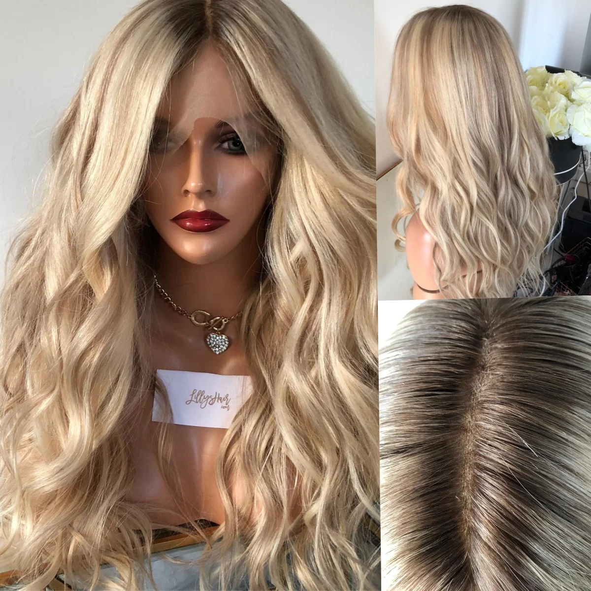 

Длинные объемные волнистые парики Ombre PLatinum Blonde Бесклеевые парики из синтетических волос Лолита Повседневная одежда Кружевные фронтальные парики для женщин Косплей