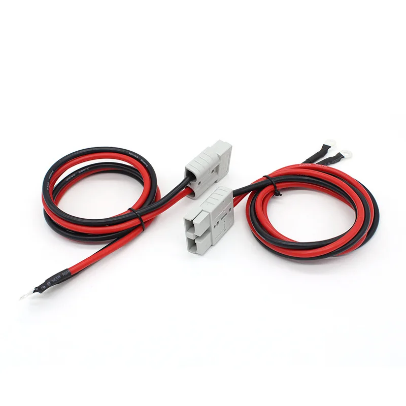 2 Pcs Double Pole 50A Connector Plug with 12AWG/10AWG/8AWG 30cm Silicone Cable Electric Forklift Plug Quick Charging Connector