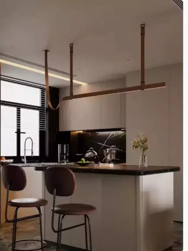 Italian Designer Minimalist Belt Long Pendant Light Creative Restaurant Island Counter Bar Tea Room Hotel Art Decor LED Lamp