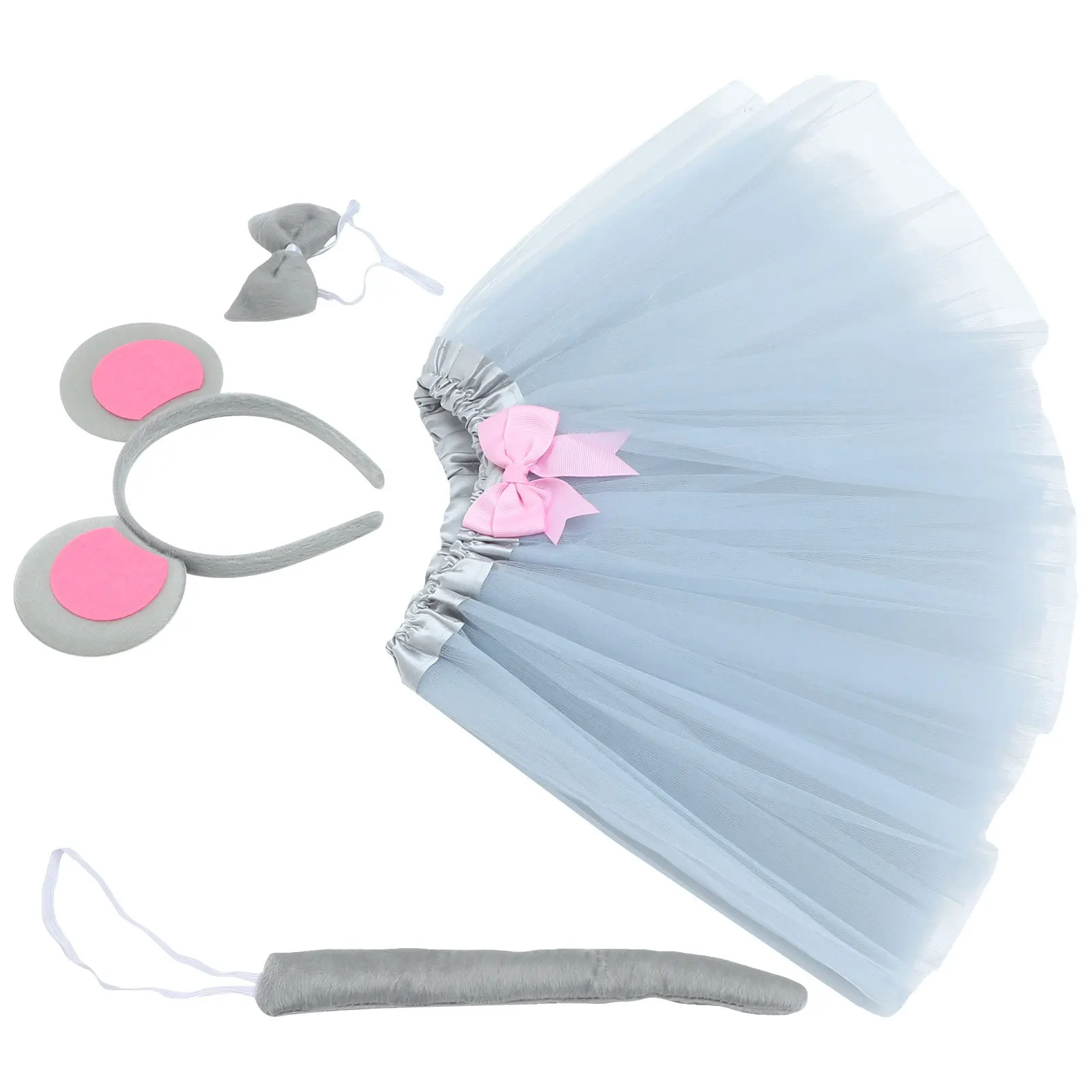 1 set Mouse Ears Headband Costume Set For Kids Girls Rat Animal Cosplay Accessories Halloween Party Dress Up Role