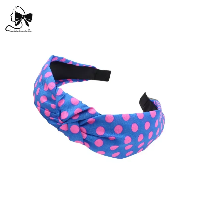 2023 Women Neon Color Polka Hair Hoop Hair Bands Girls Dot Headband Wide Hairband Knot Headwear Accessories