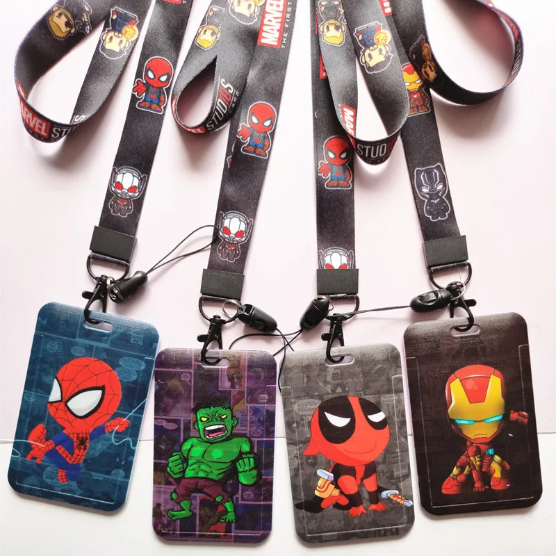 Porte-cartes de dessin animé de la série Marvel, jouets chauds de bricolage, ensemble de lanière pour étudiant, accessoires suspendus pour passe de carte d'identité