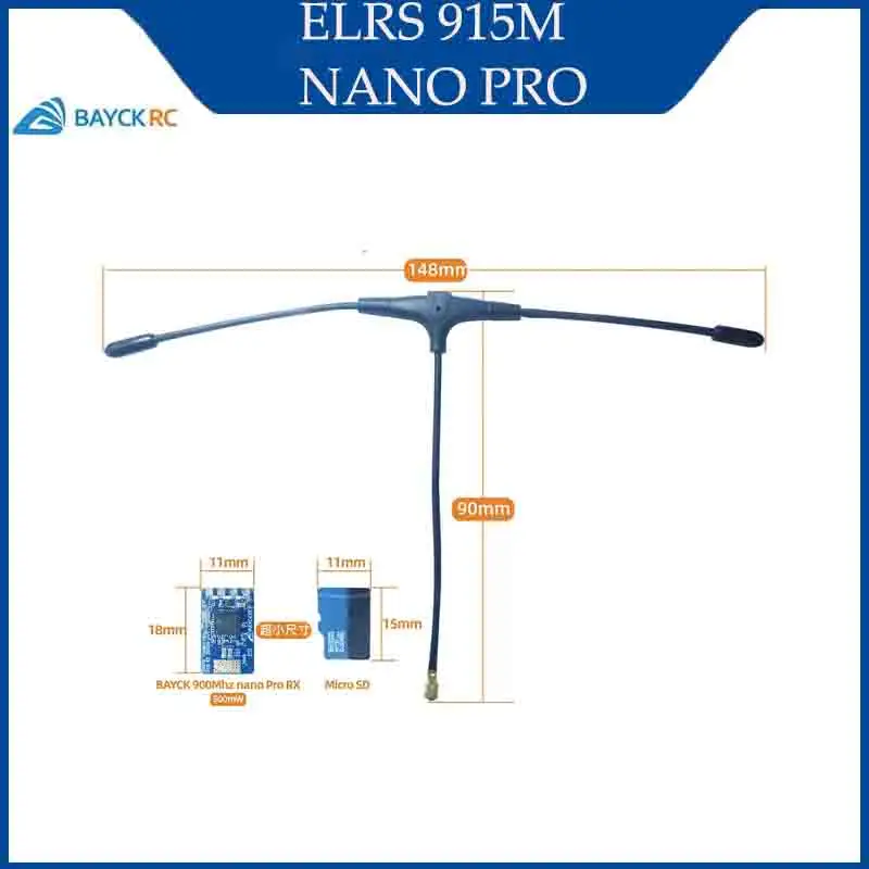 

BAYCK ELRS 915M NANO PRO Receiver With T Type Antenna 500MW TCXO For RC Long Range Fixed Wing Drones RC Prats