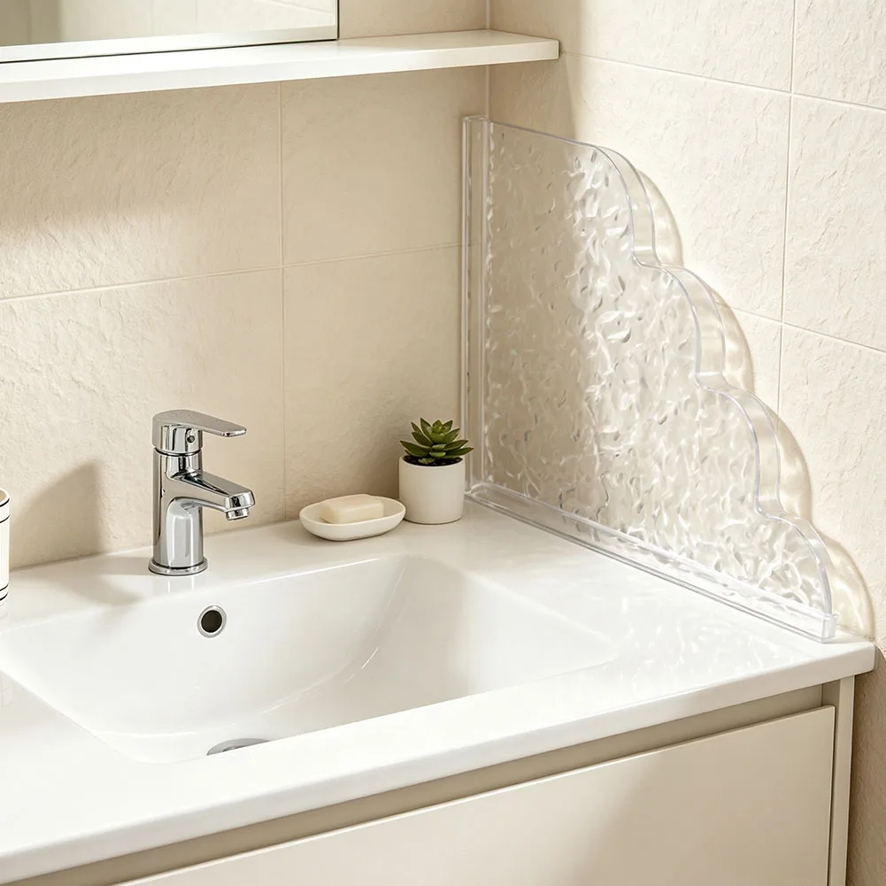 Waterproof Shower Spatter Guard 22x19cm 2 Piece Set Self-Stick Corner Protector for Acrylic Shower Enclosures and Tubs