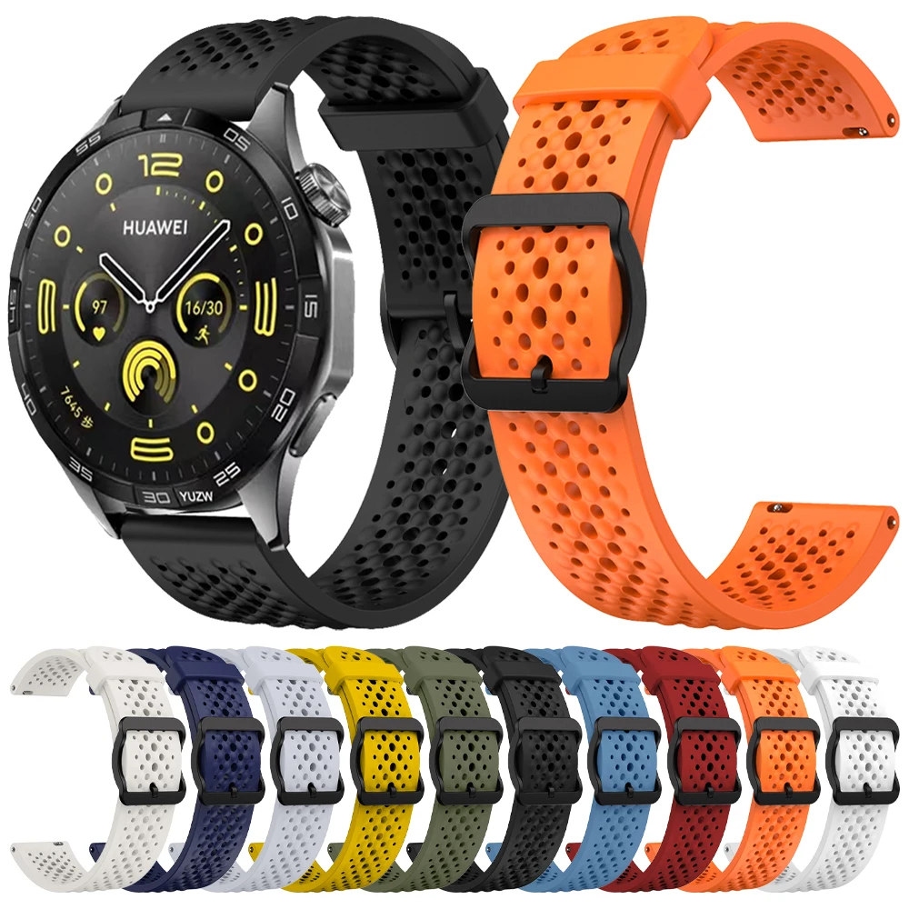 22mm Rubber Strap for HUAWEI WATCH GT 4 Pro 46mm Breathable Band GT 3 2 42mm HONOR Magic Watch 4 GS Outdoor Replacement Bracelet