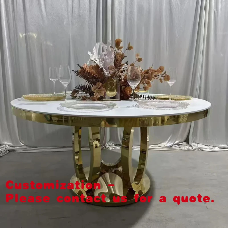 

custom.Luxury Events Round Table Stainless Steel Gold Wedding Table Hotel Rental