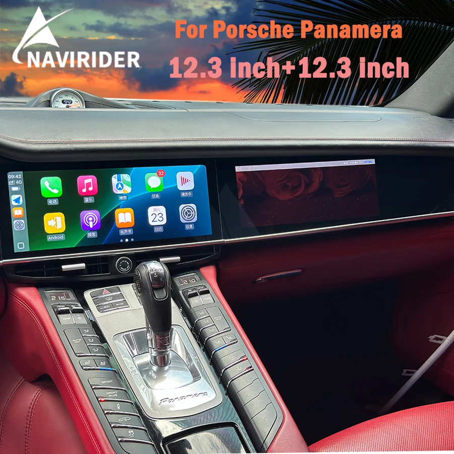Para Porsche Panamera 2010-2016 12,3 + 12,3 "Android AUTO Carplay 4G 8 núcleos reproductor de vídeo Multimedia para coche navegación GPS Radio estéreo