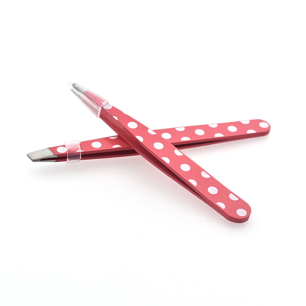 2개입 스테인리스 스틸 눈썹 족집게 세트 가벼운 휴대용 얼굴 털 제거기 메이크업용 균형 잡힌 안정성