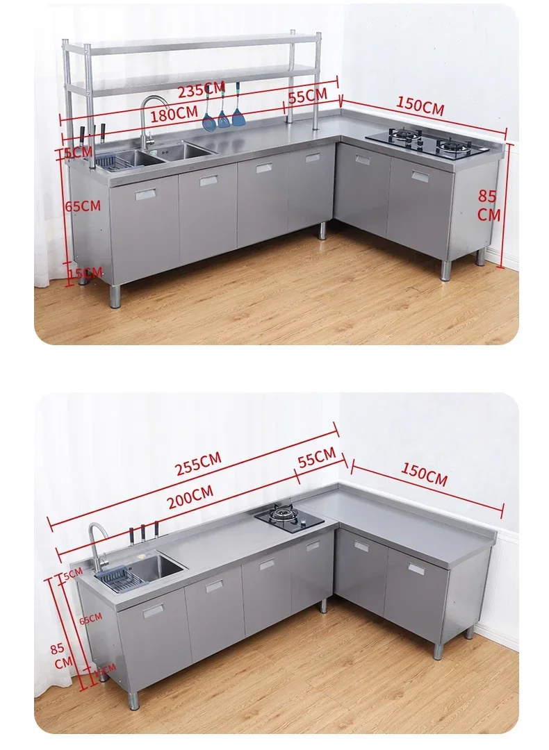 Y  Stainless Steel 304 Countertop Workbench Stove Storage Sink Integrated Cabinet Home Use and Commercial Use