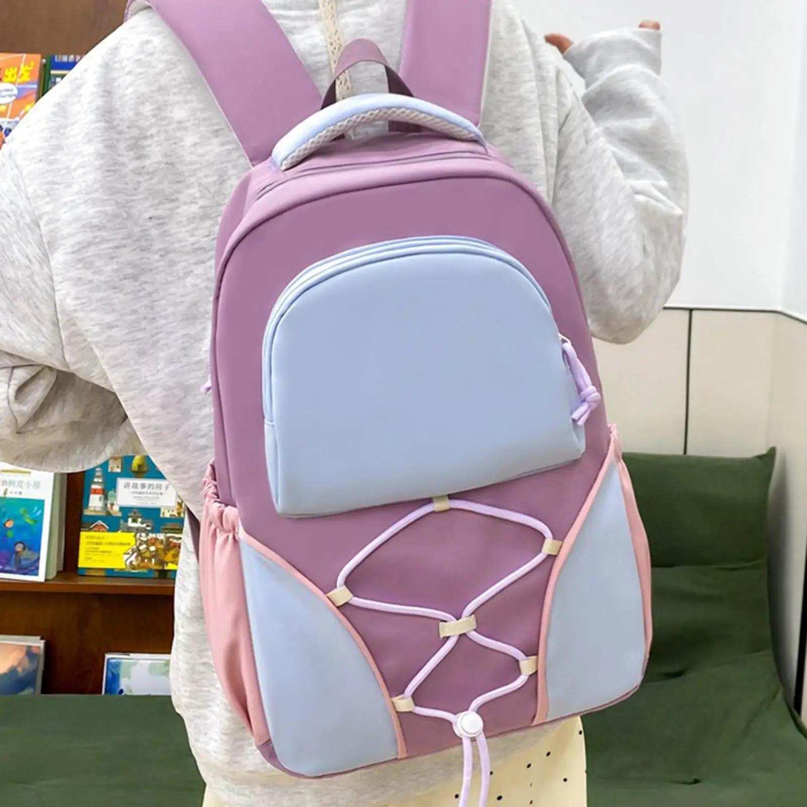 Backpack for School 4 Pieces Bag for Books Large Capacity Backpack with Pencil Case Travel Bookbag for Short Trips Teenagers