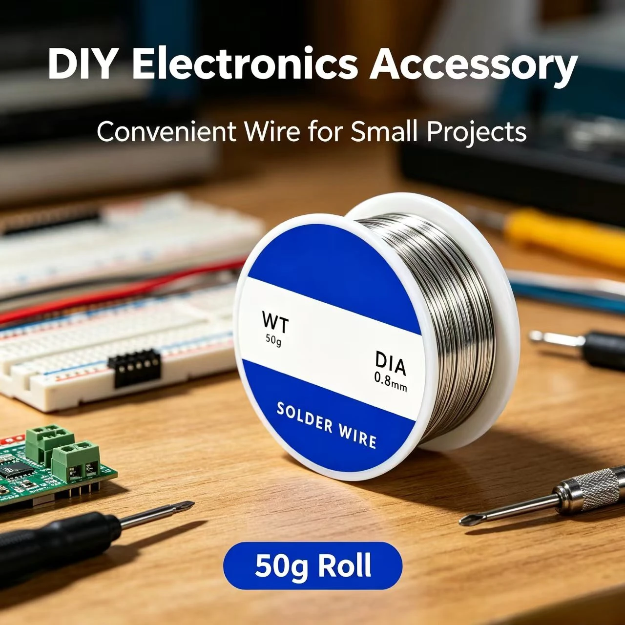 50g 0.8mm Rosin Core Solder Wire High Purity Tin Soldering Wire No Clean Flux Precision Welding Wire Reel for PCB Electronic Cir