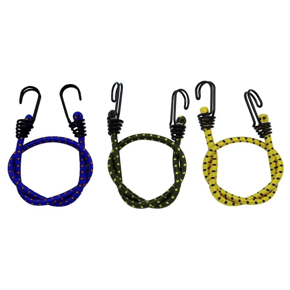 1PC Bold 60cm Survival Kit Metal Hook Heavy duty Elasticity Tent rope Round Binding Elastic Rope Luggage Belt Rope Bungee Cord