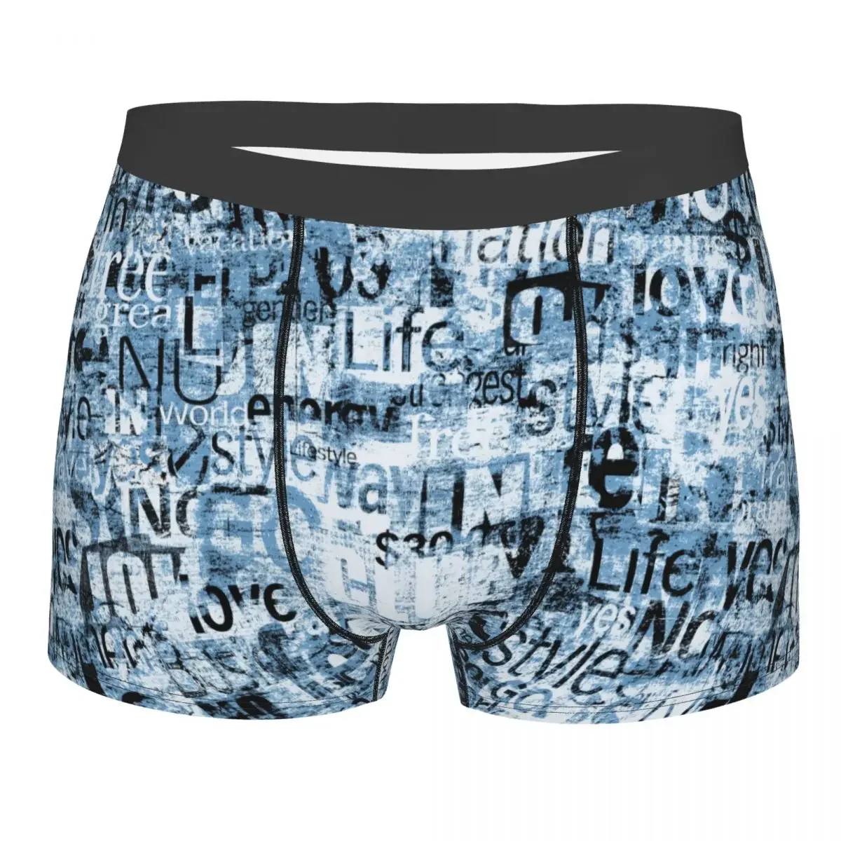 Abstract Grunge Urban Man Underwear Geometric Words Letters Boxer Shorts Panties Sexy Breathable Underpants for Male