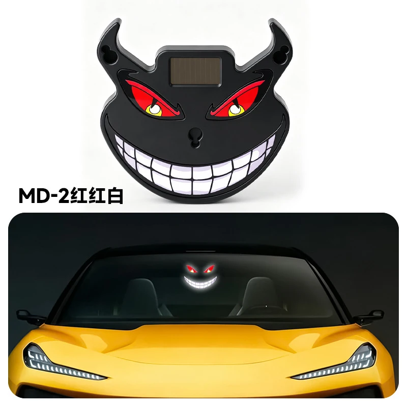 Solar-Powered Car Demonic Eyes Led Expression Light Warning Light Demonic Eyes Lamp For Car Eyes Shape Solar Led Warning Light