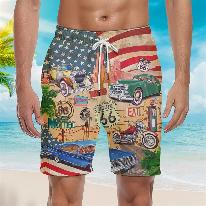 Vintage American Flag 3D Printed Men\'s Summer Vacation Beach Shorts Men Kids Fashion Casual Loose Comfortable Running Men Shorts