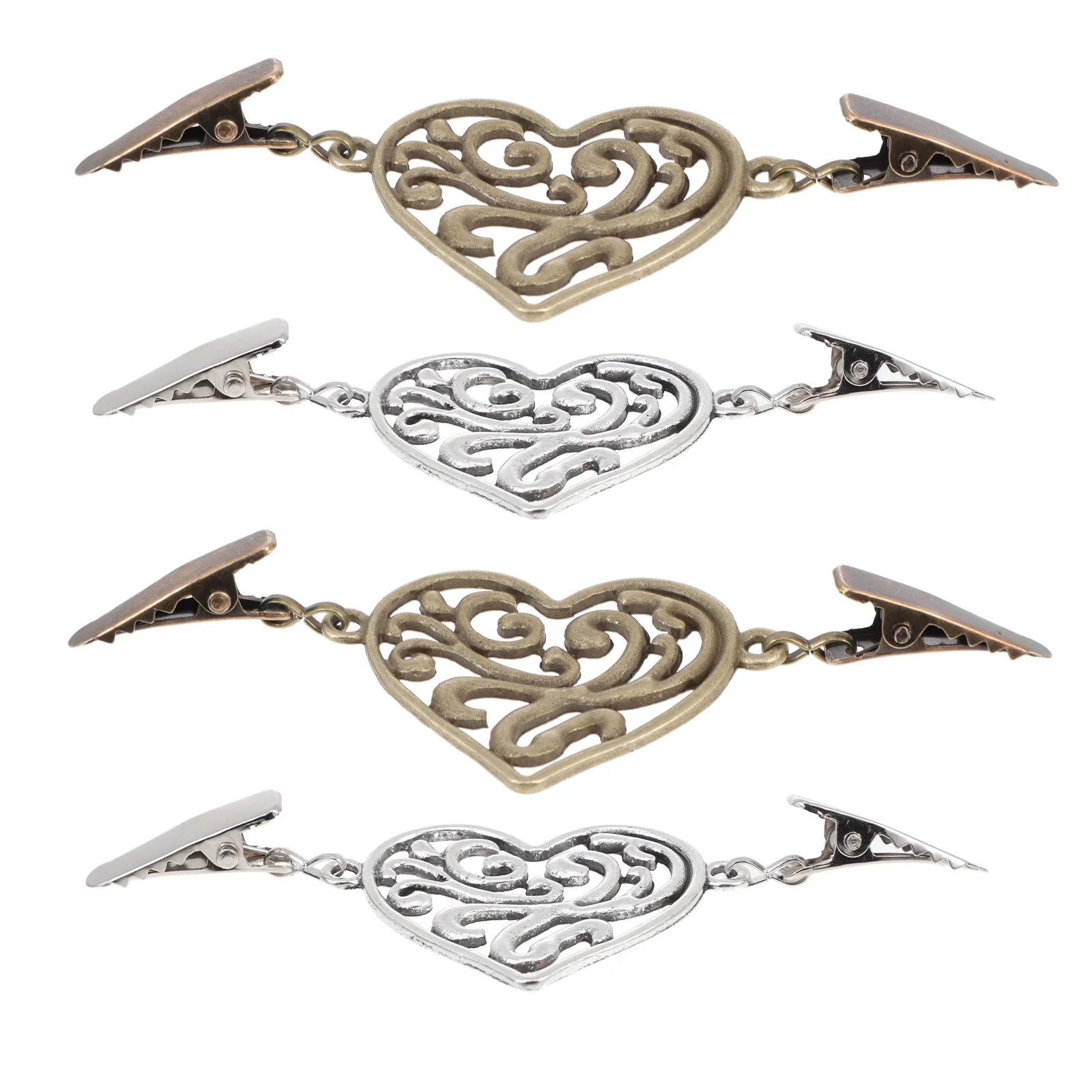 

4Pcs Metal Scarf Buckles Heart Design Stylish All-Match Sweater Shawl Clips Cardigan Collar Clip Scarf Buckles