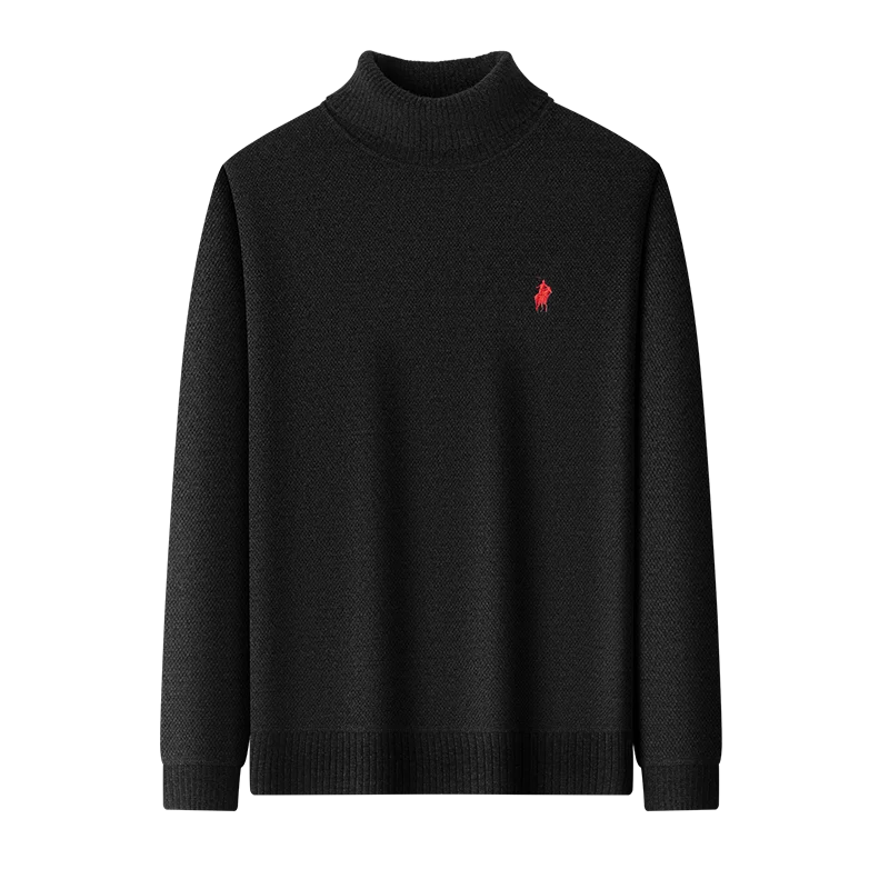 مجموعة جديدة لخريف/شتاء العلامة التجارية لعام 2025: سترة بأكمام طويلة وياقة عالية للرجال مطرزة بشعار الحصان الصغير