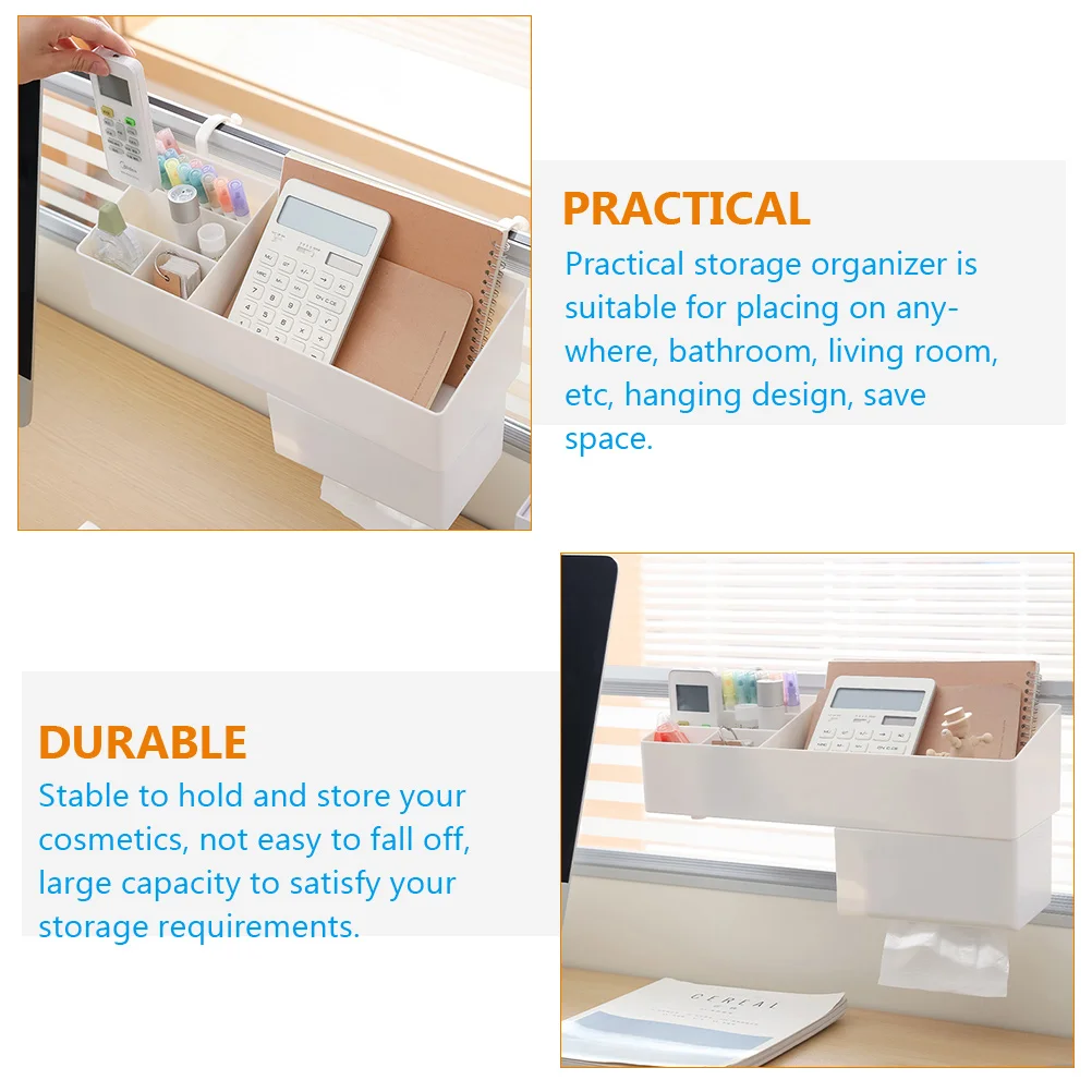 

Tidy White Hanging Organizer MultiFunctional Storage Box For Home Vanity Organizer Makeup Holder Desk Organizer Stationery Case